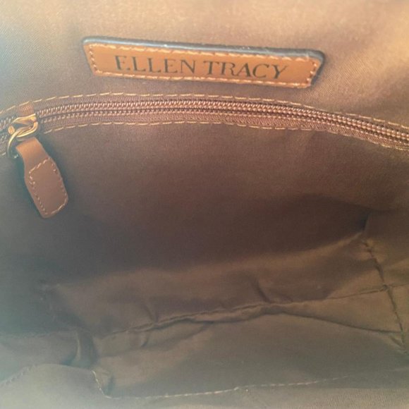 Ellen Tracy Signature Crossbody Cognac Chocolate NWT Brown Gold Chain small - Picture 3 of 3